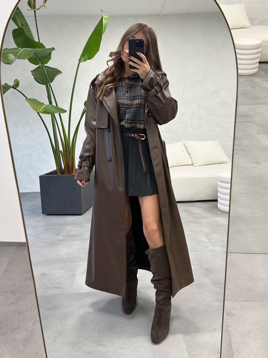 Trench simil pelle chocolate