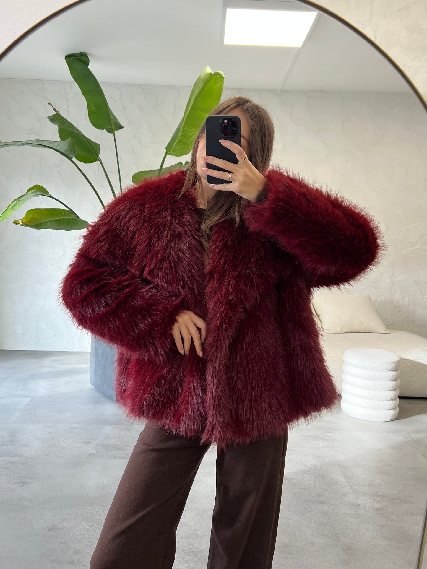 Eco pelliccia borgogna