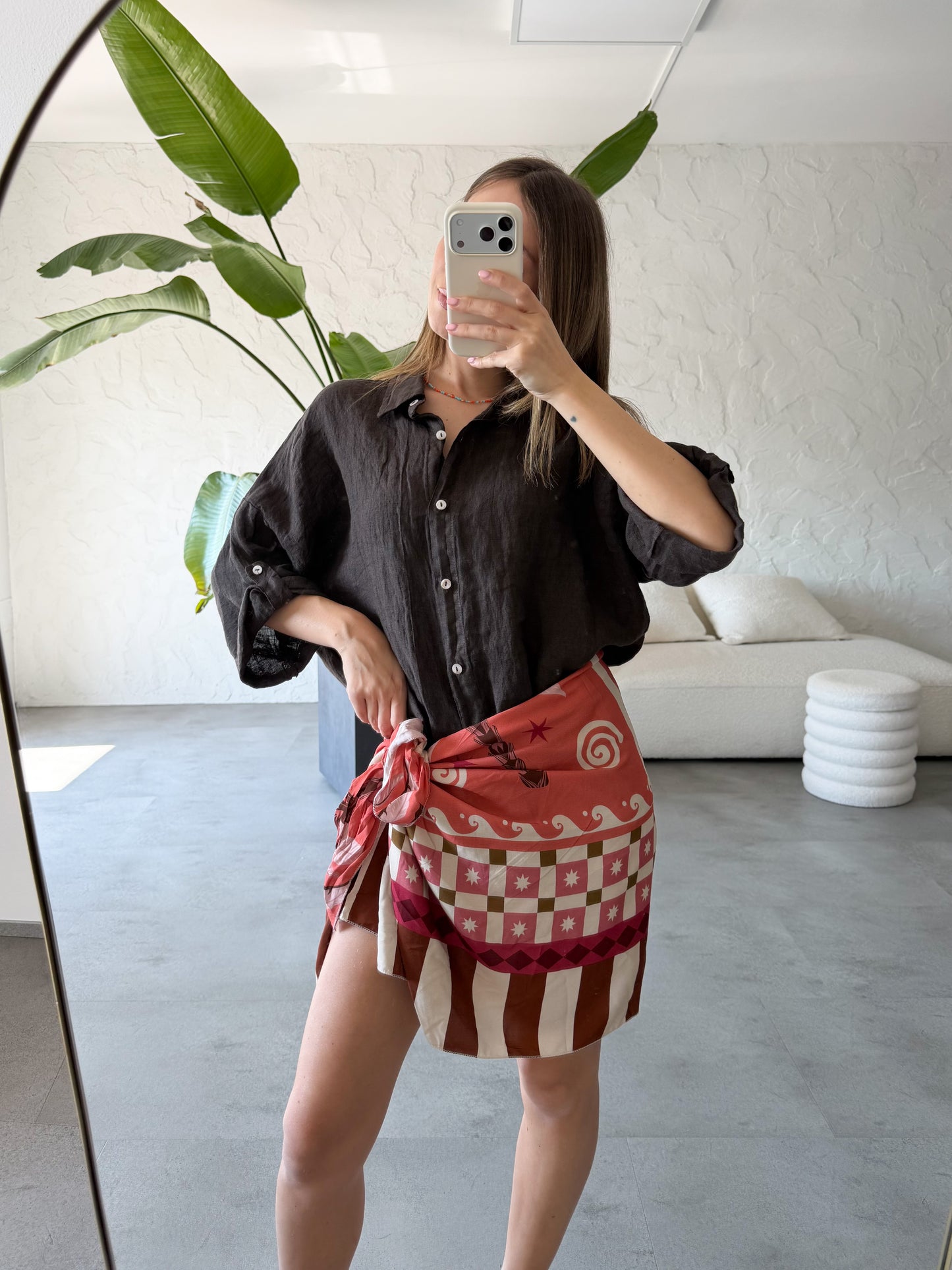 Gonna pareo rosa/marrone