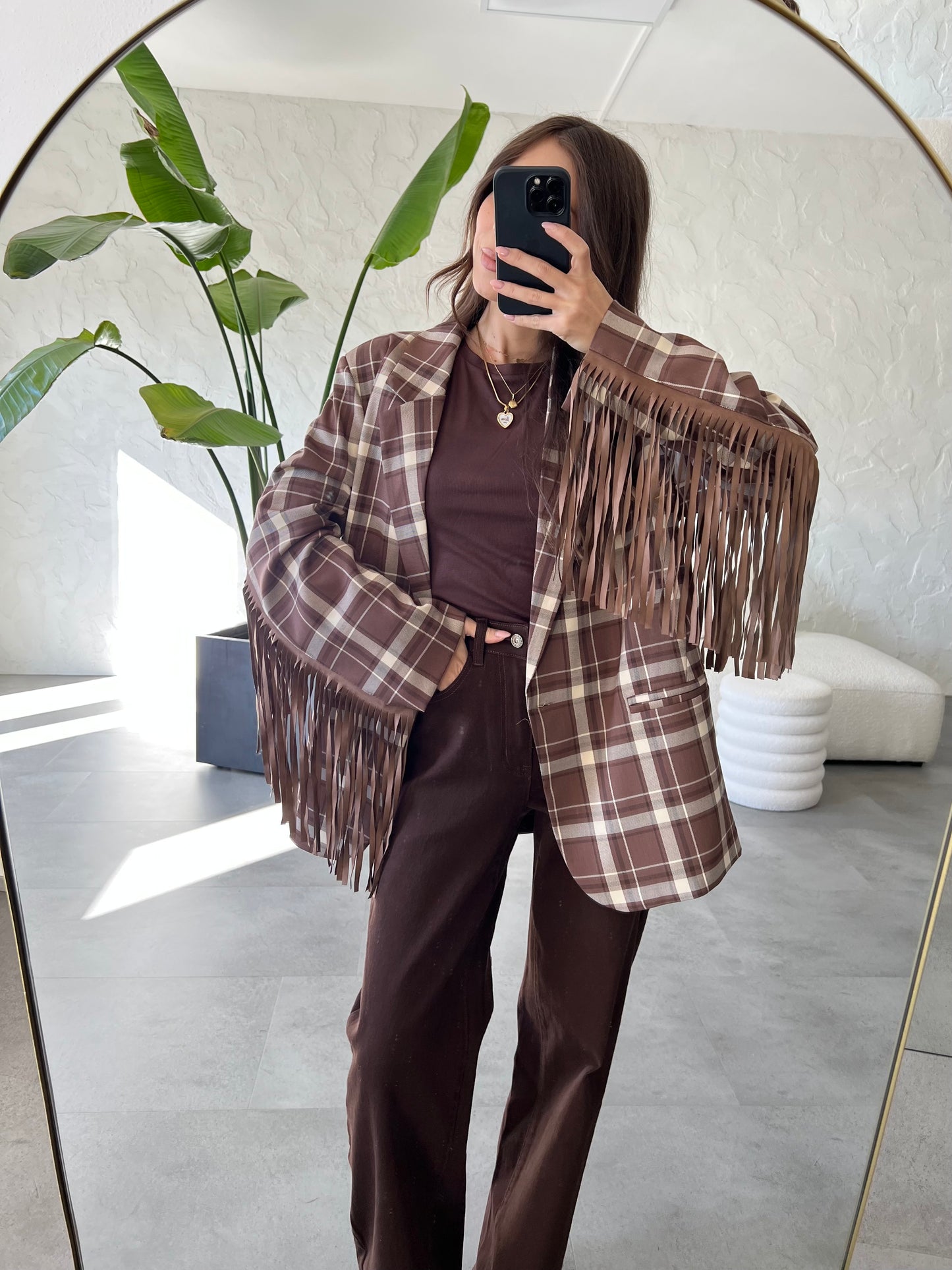 Giacca quadri frange