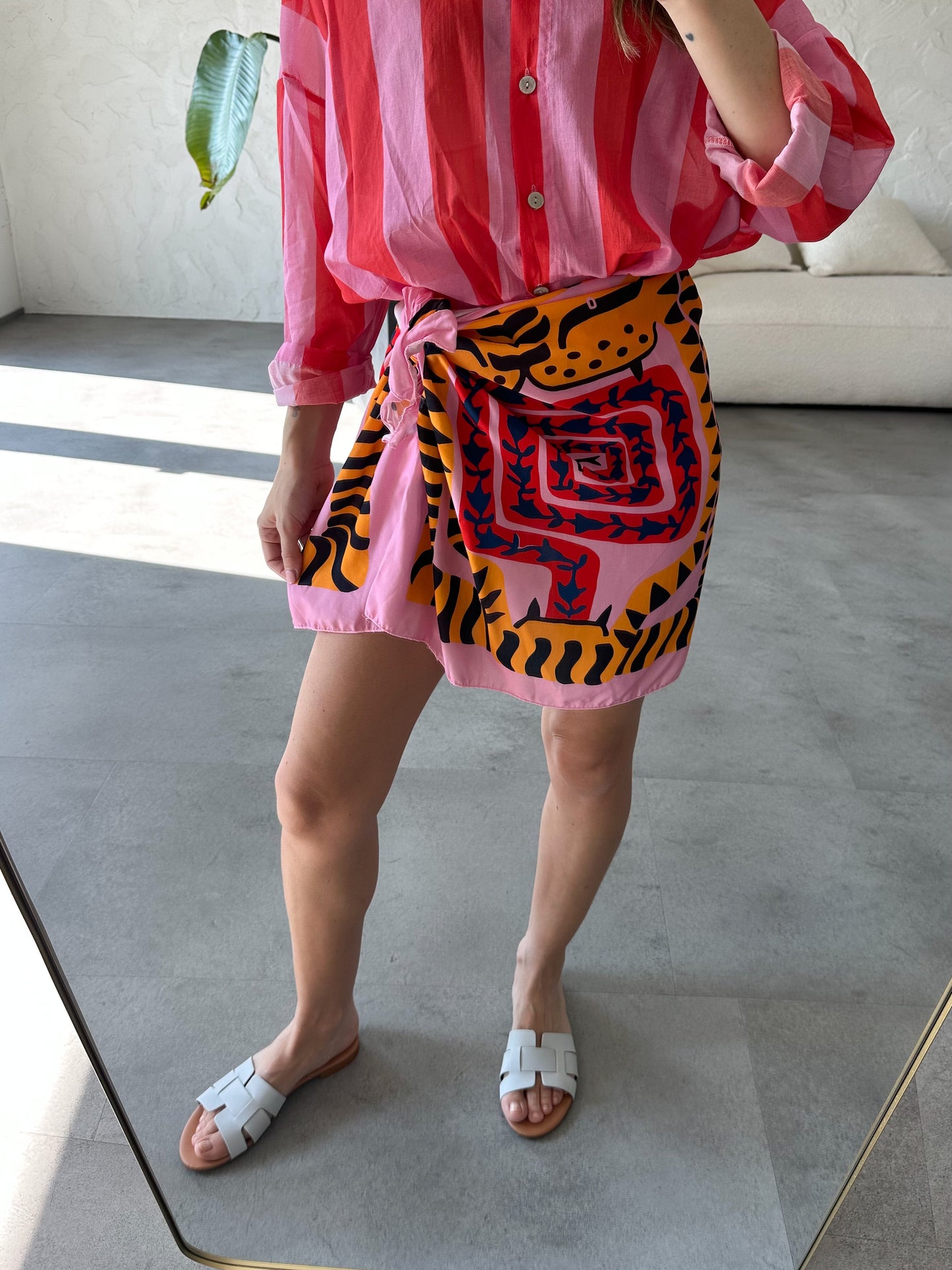 Gonna pareo rosa tigre