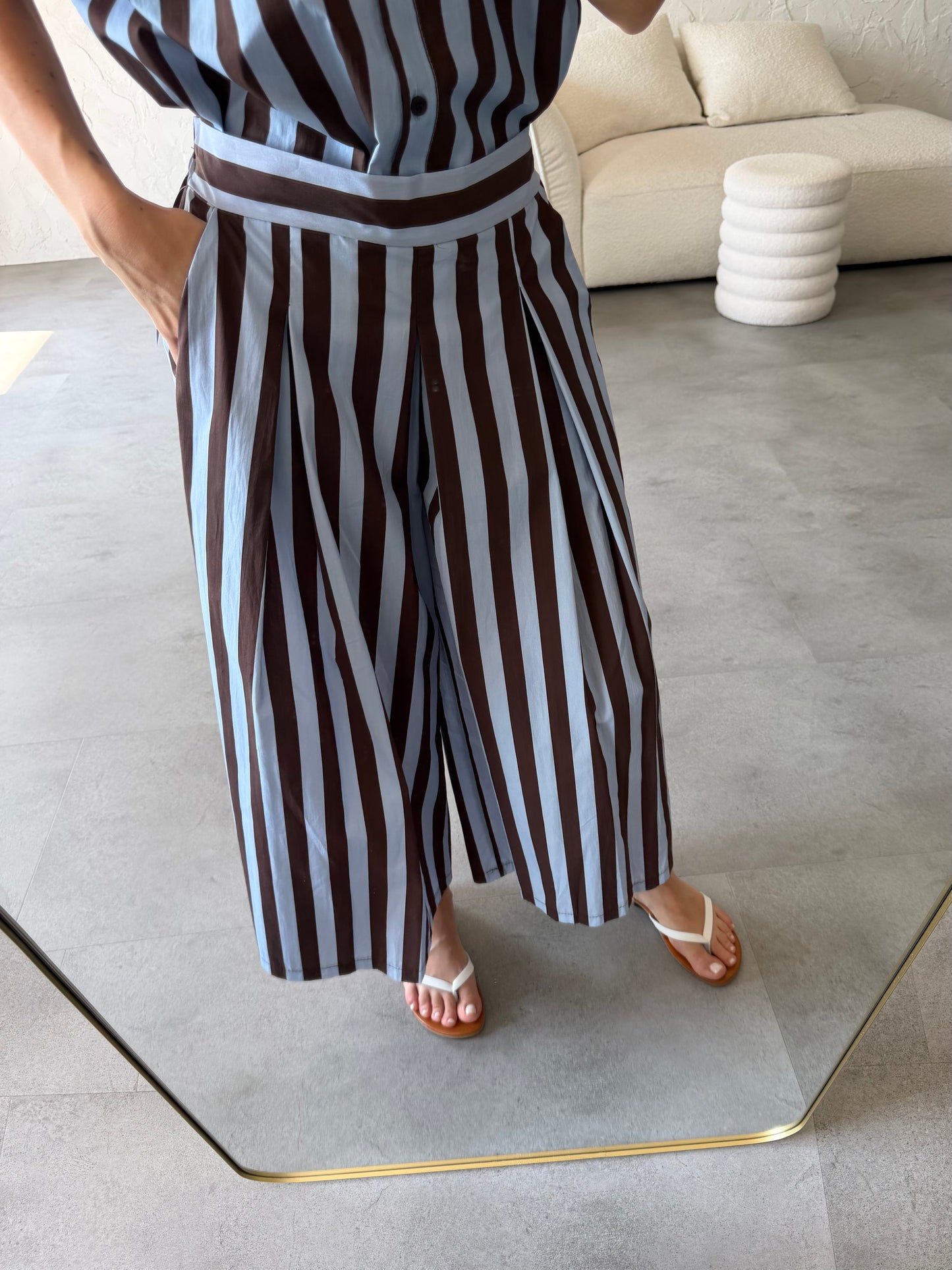 Pantalone righe cotone