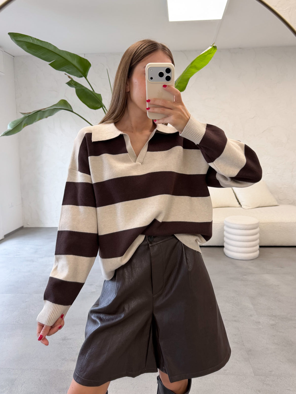 Maglia polo righe maxi