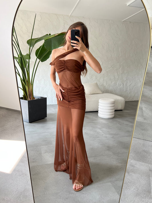 Abito tulle marrone