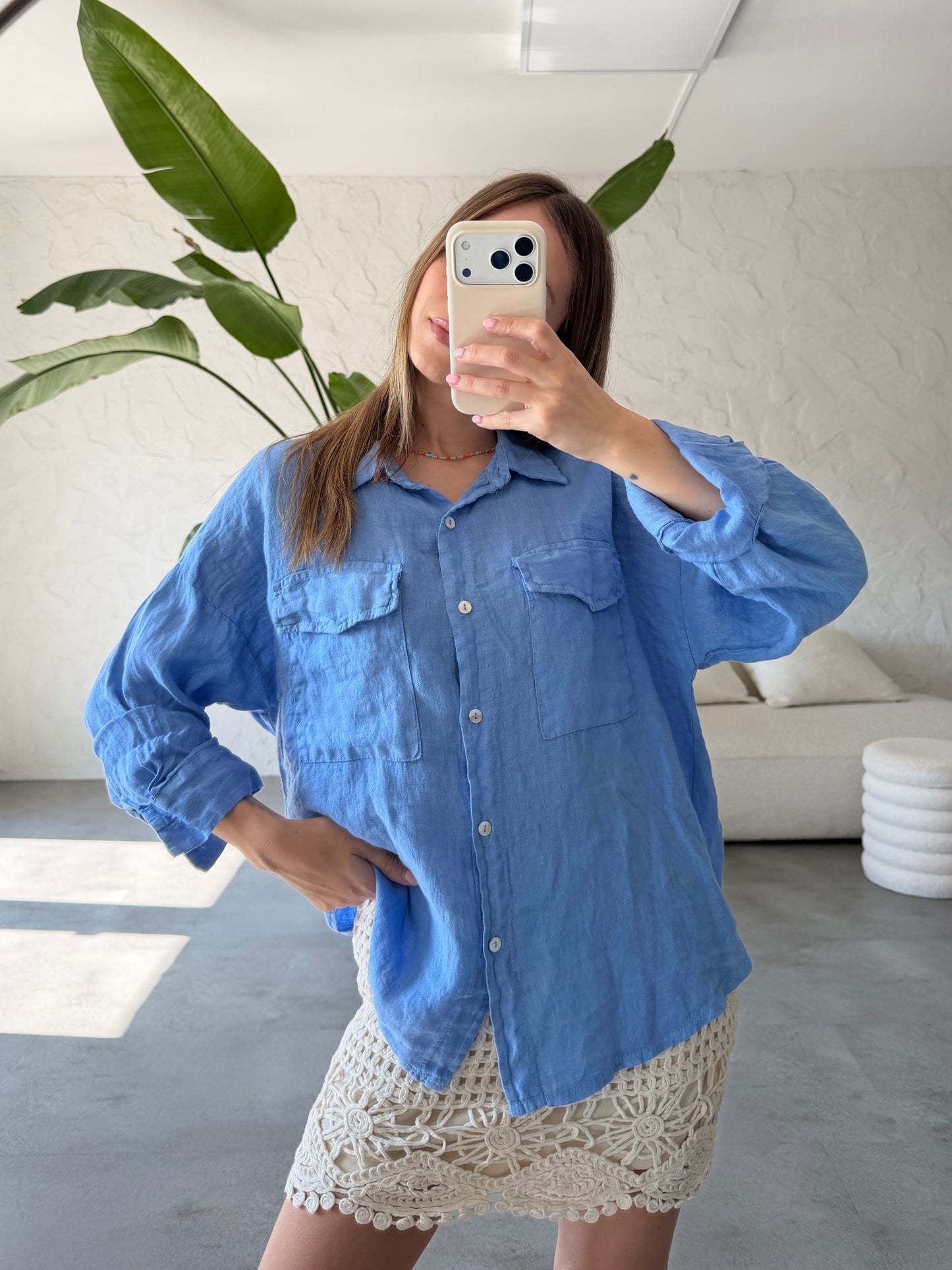 Camicia lino tasche