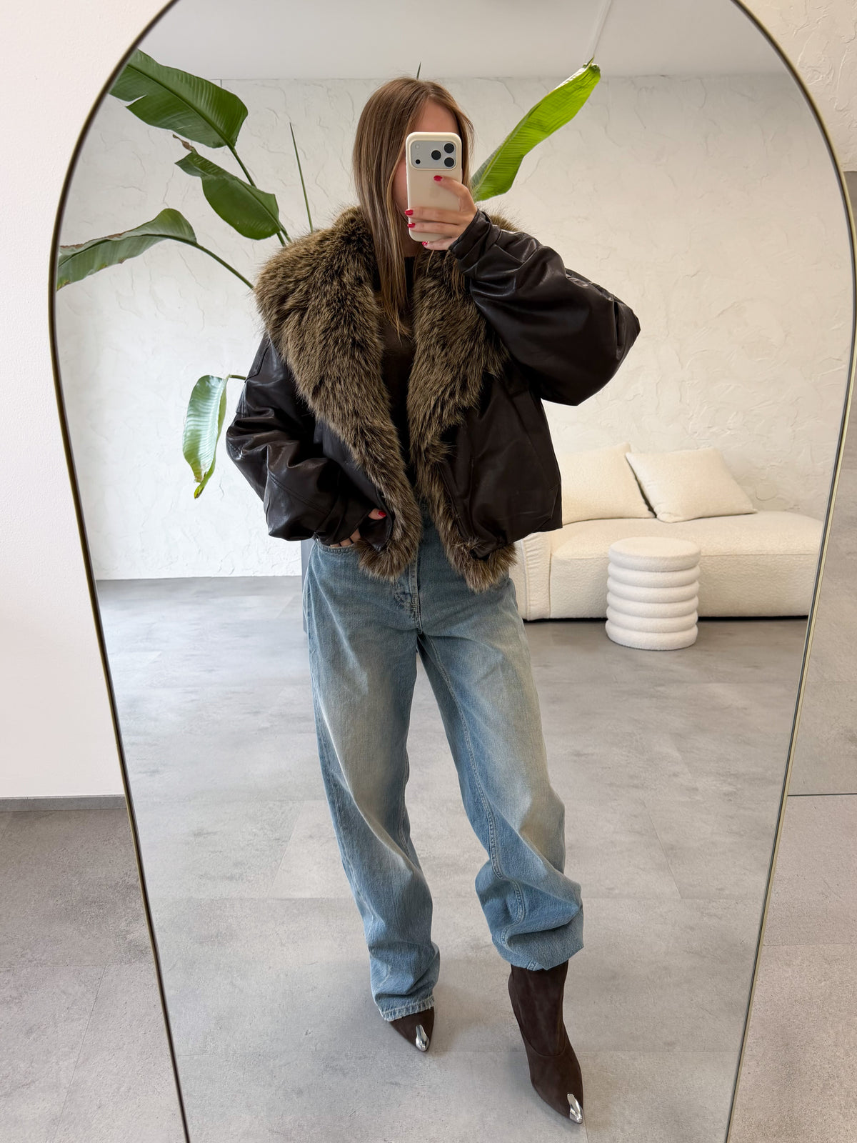 Bomber ecopelle pelo rimovibile