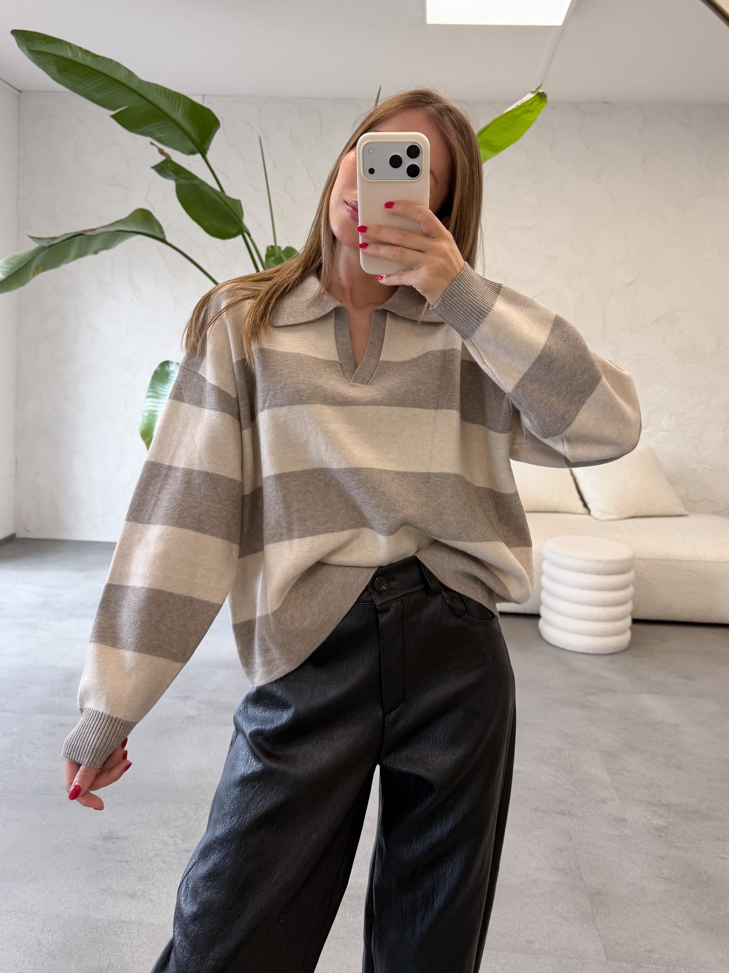 Maglia polo righe maxi